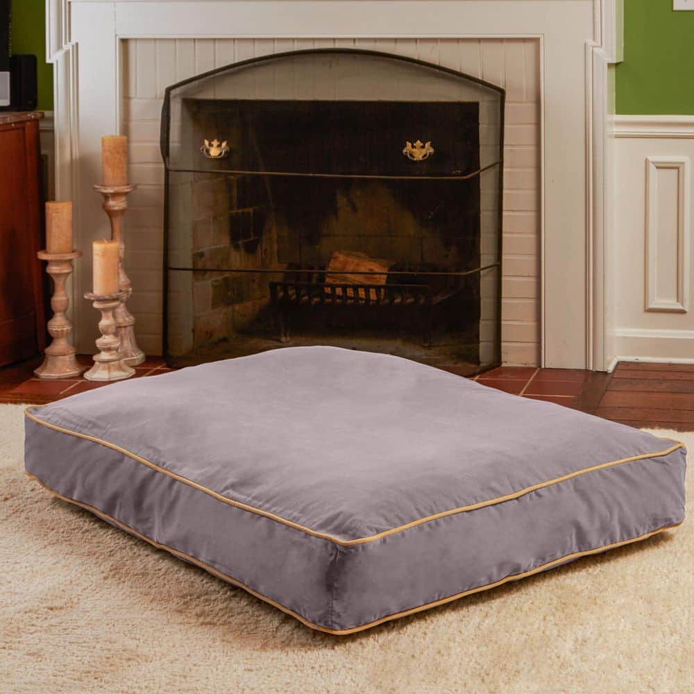 Large Smoke Gray Microfiber Pillow Style Dog Bed