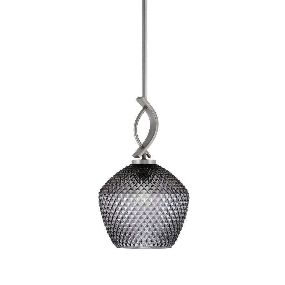 Olympia 1-Light Stem Hung Graphite, Mini Pendant-Light with Smoke ...