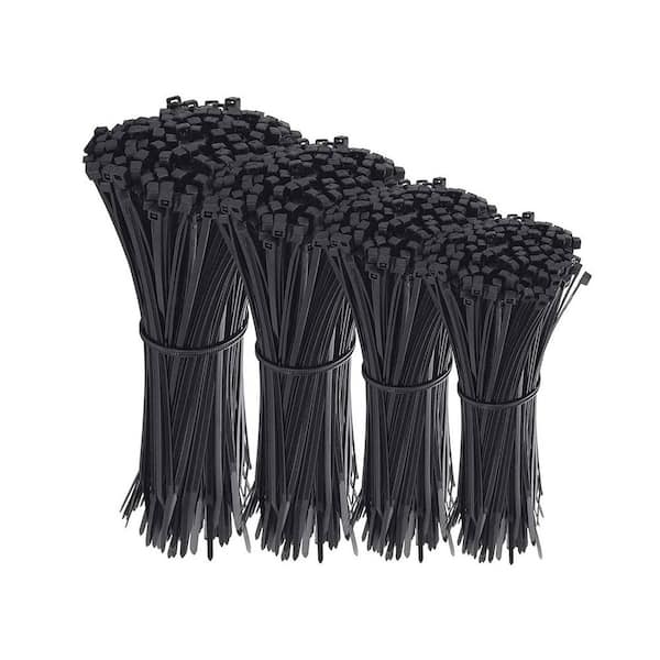 Assorted Sizes Cable Ties, 400 Pack, Black, Outdoor UV Resistant, Multi-Purpose Use