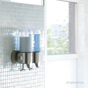 Double Wall-Mount Shampoo and Soap Dispenser, Brushed Stainless Steel