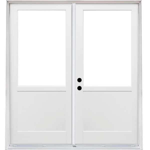MP Doors 72 in. x 80 in. Right-Hand Inswing 2/3 Lite Low-E Glass White Finished Fiberglass Double Prehung Patio Door