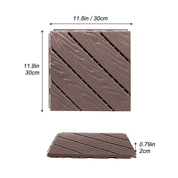 Afoxsos 1 ft. x 1 ft. Light Coffee Plastic Composite Deck Tiles Set, All-Weather Resistant, Easy to DIY and Maintain (35-Pack)