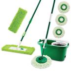 Microfiber Tornado Wet Spin Mop and Bucket with 3 Refills, & Microfiber Dust Mop with Two-Piece Handle with 1 Refill