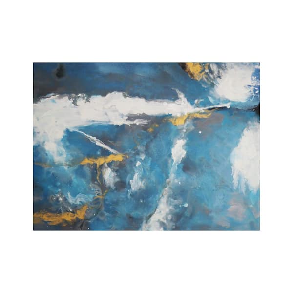 Pasargad Home Cerulean — Hand-Painted Blue Abstract Oil Painting on Canvas