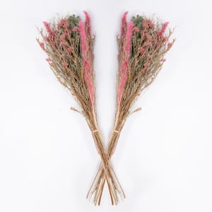 25 in. Magenta Dried Natural Spring  Floral Bouquets (2-Pack)