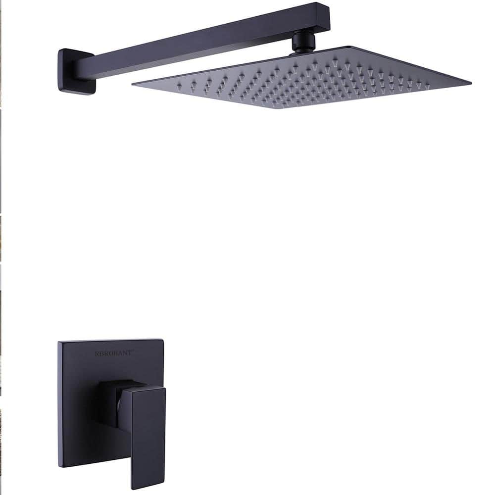 Single Handle 1-Spray Wall Mount Shower Faucet 1.8 GPM with Ceramic Disc Valves 10 In Brass Shower System in Matte Black price history on PriceWatchPro