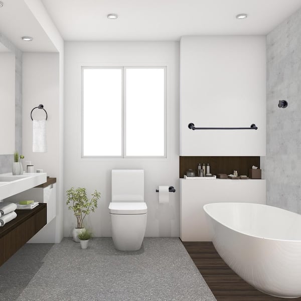 4pc Eastport Bathroom Accessory Kit Matte Black - Design House : Target