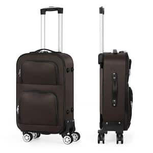 1-Carry on Luggage Bag, 20 in. Softside Suitcase Spinner Luggage with Lock, Brown