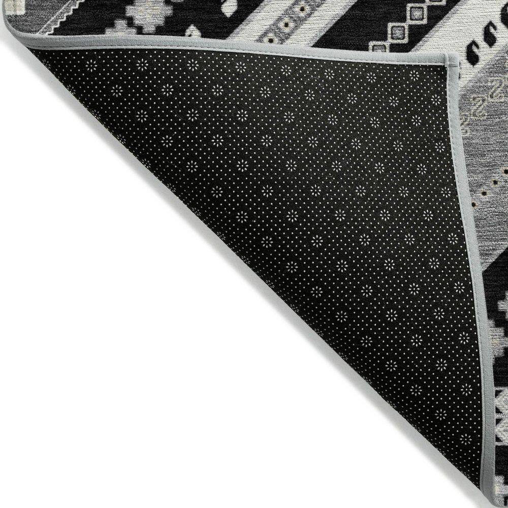 Black Synthetic Rectangular Washable Indoor/Outdoor Rug 30" x 20"