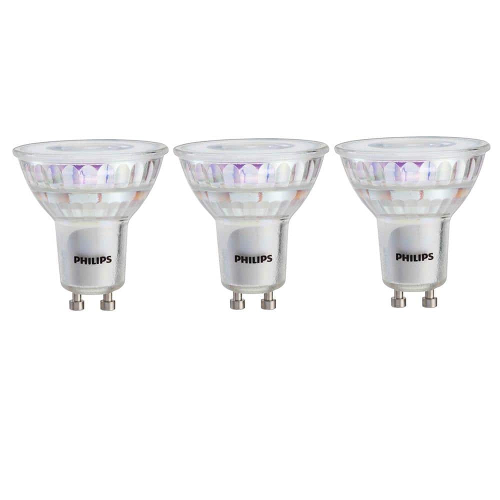 Naleving van Hinder Aardrijkskunde Philips 50-Watt Equivalent MR16 and GU10 LED Light Bulb Bright White  (3-Pack) 465054 - The Home Depot