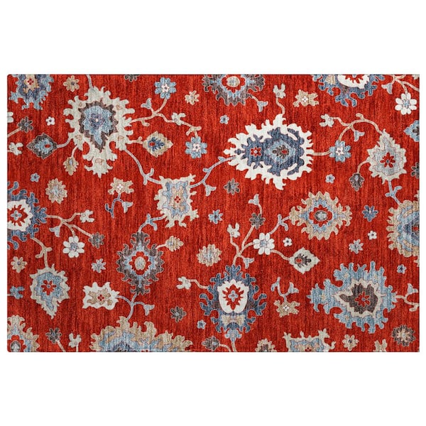 Dream Shag Premium Machine Washable Abstract ADS753 Red 3 ft. x 4 ft. Area Rug