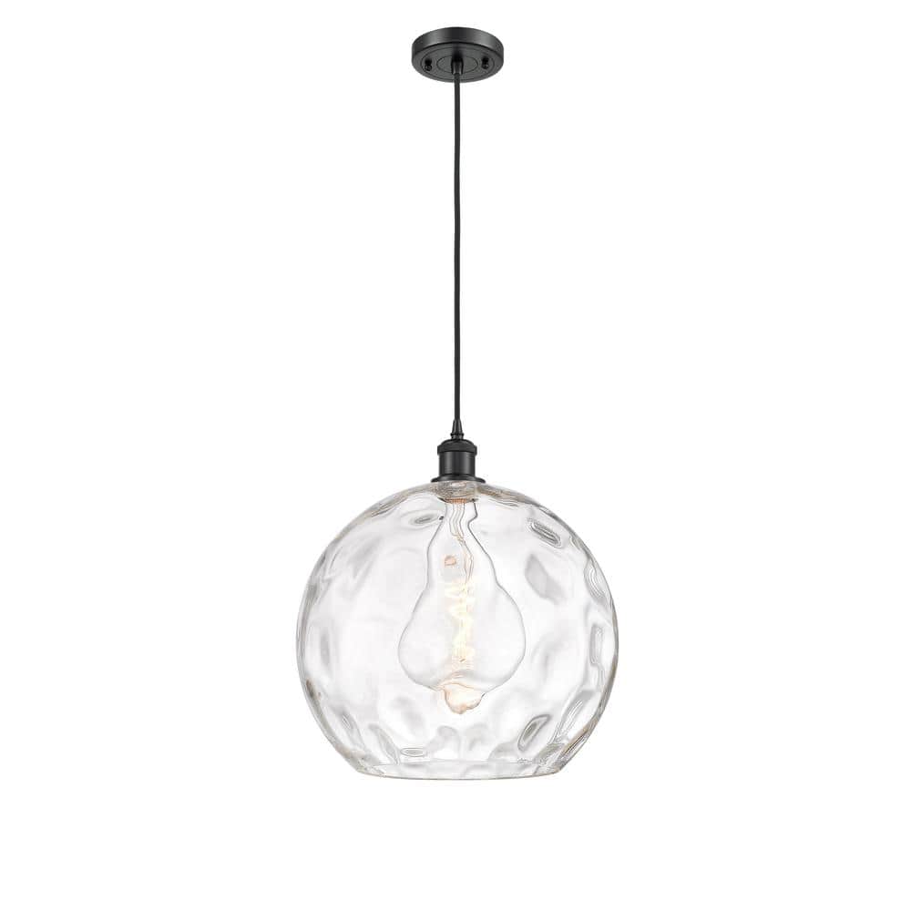 Matte Black Glass Globe Pendant Light for Indoor/Outdoor