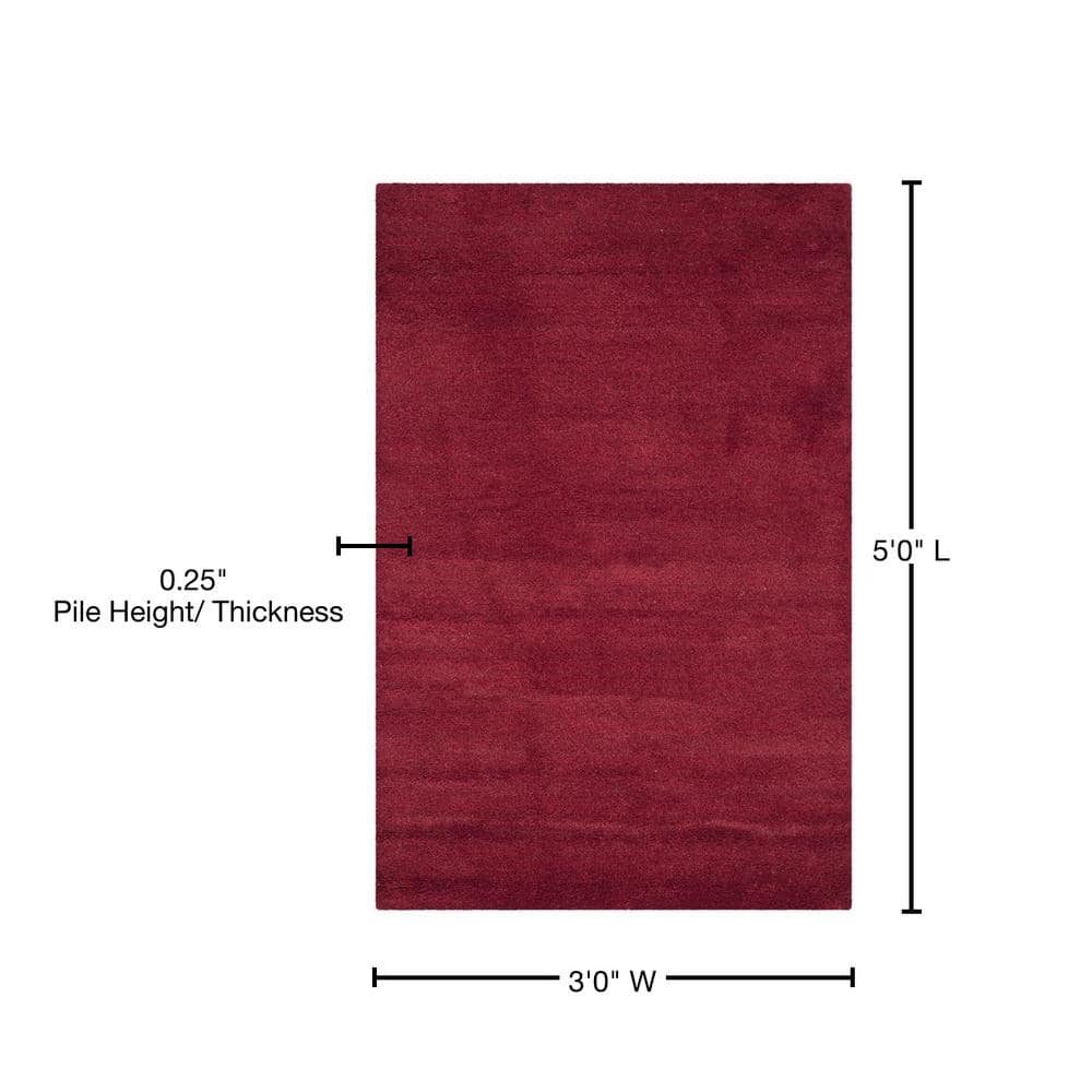Handmade Red Wool Solid Round Area Rug, 3' x 5'