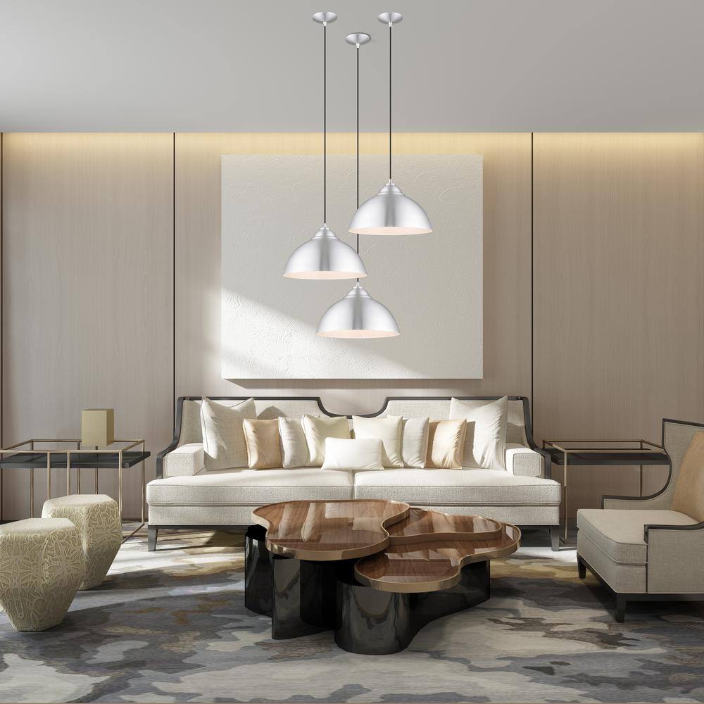 Brushed Aluminum Mini Pendant with White Underside