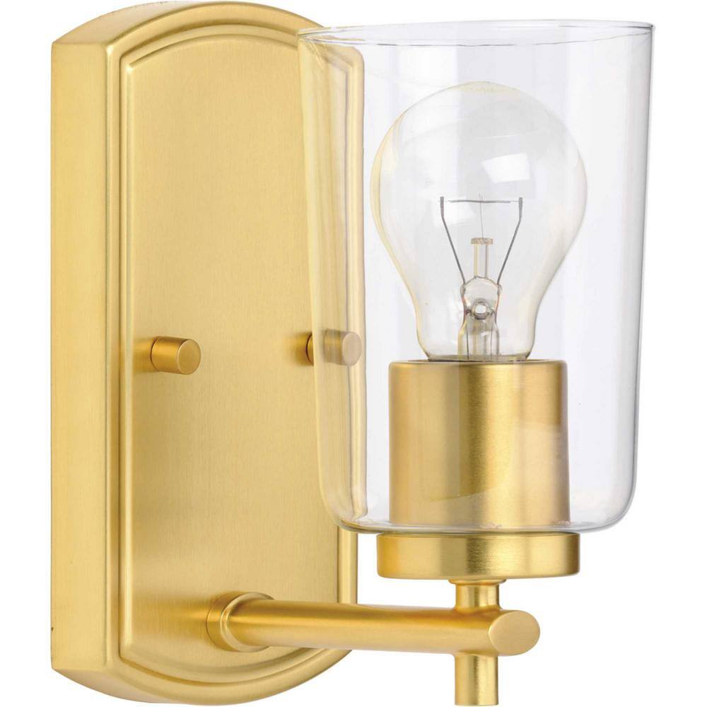 Adley Satin Brass Wall Light with Clear Glass Shade