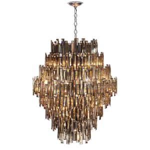 Vienna Collection 28-Light Chrome Chandelier with Crystal Shade
