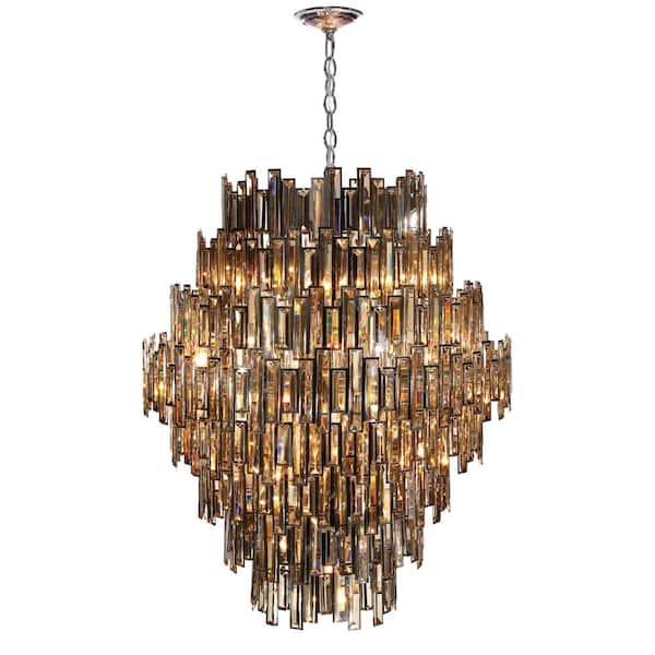 Eurofase Vienna Collection 28-Light Chrome Chandelier with Crystal Shade