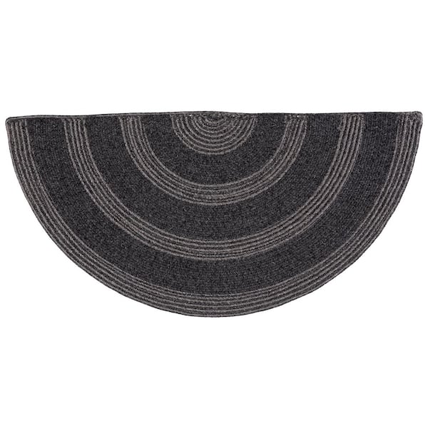 Braided 2 ft. x 4 ft. Specialty Charcoal Two-Tone Border Washable Indoor/Outdoor Area Rug