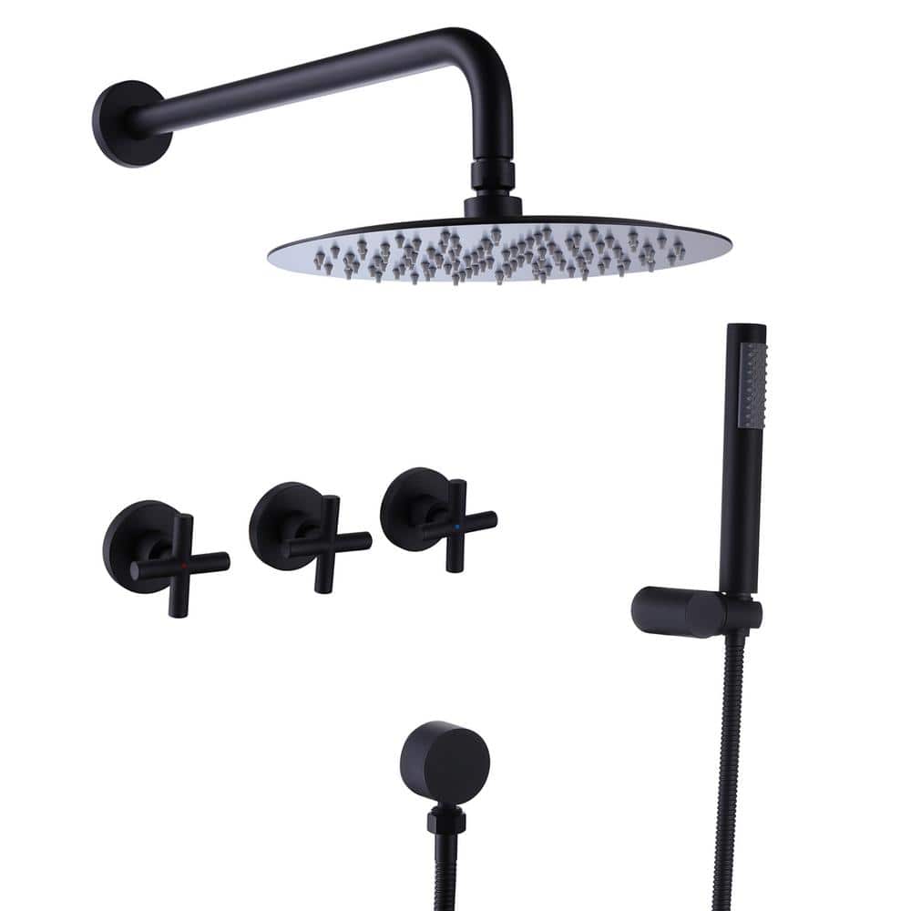 Toject Elise 1-Spray Patterns with 1.8 GPM 10 in. Wall Mount Dual Shower Heads with Handheld Shower in Matte Black HS1010MB - The Home Depot