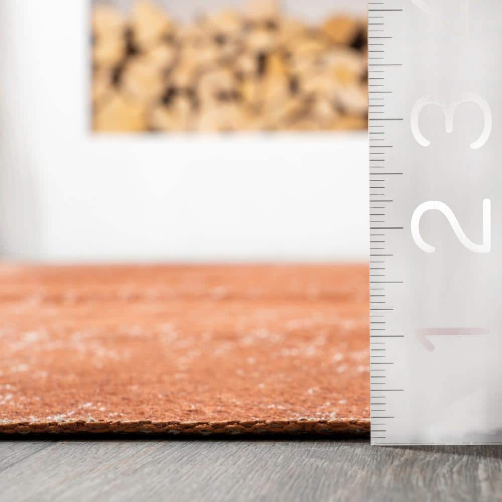 Elspeth Orange Synthetic Washable Non-slip Area Rug