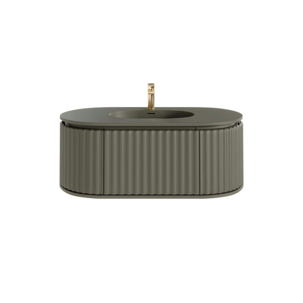 Eviva Haven 39" Green Wall-Mounted Bathroom Vanity with Solid Surface Top