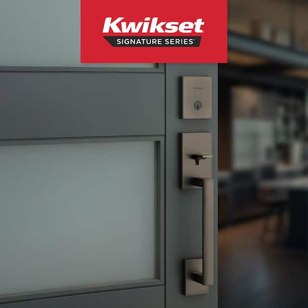 Kwikset San Clemente Gunmetal Keyed Entry Door Handleset with