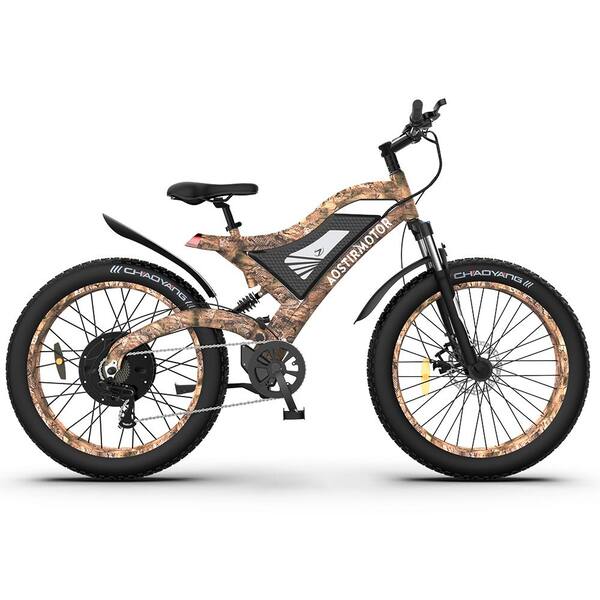 Unbranded 26 in 1500-Watt Brown Aluminum Frame Electric Mountain Bike, Fat Tires, Removable Lithium Battery
