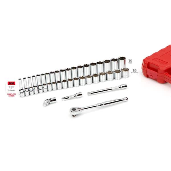 TEKTON 3/8 in. Drive 6-Point Socket and Ratchet Set, 43-Piece (6 