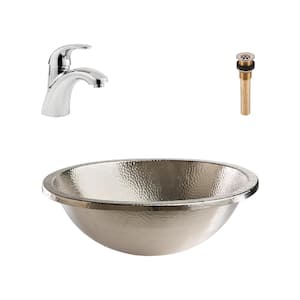 Edison 18 Gauge 18.5 in. Nickel Dual Flex Bath Sink in Nickel with Parisa Faucet Kit