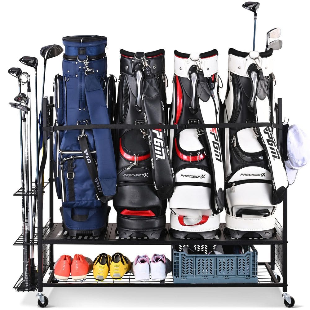 LTMATE 4-Bag Extra Large Golf Storage Rack Golf Bag Organizer