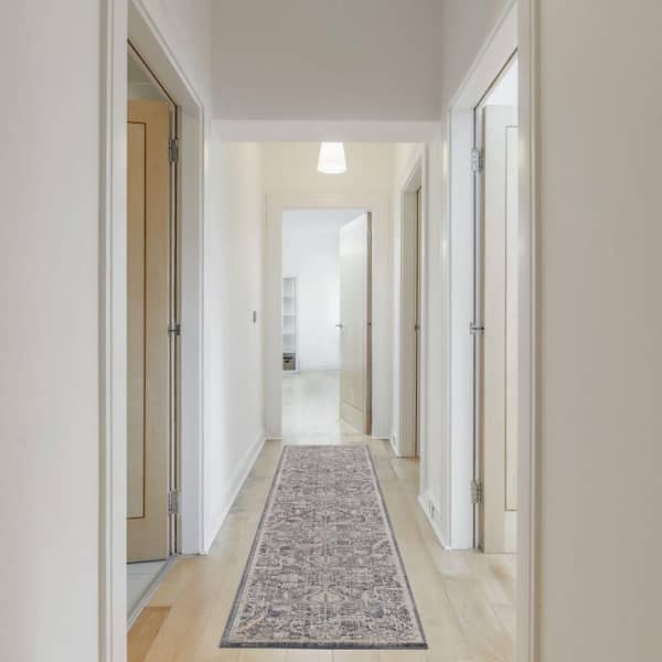 Lynx Navy Multicolor 2 ft. x 12 ft. All-over design Transitional Runner Area Rug