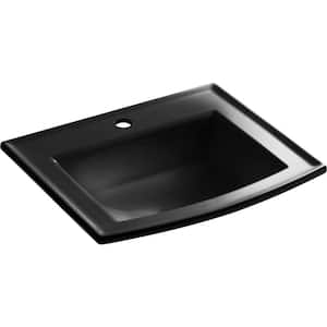 Archer 22-3/4 in. Drop-In Vitreous China Bathroom Sink in Black with Overflow Drain