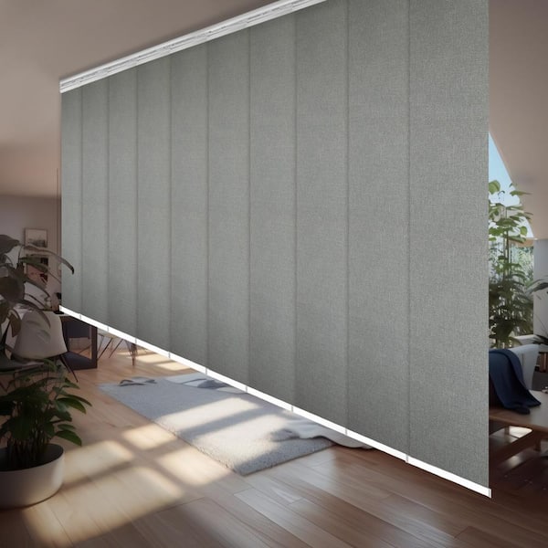 EMOH Ulysses120 in. - 218 in. W x 94 in. L Adjustable 10-Panel White Double Rail Panel Track with 23.5 in. Slates