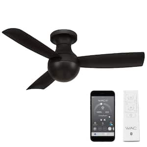 Orb 44 in. Indoor/Outdoor Matte Black 3-Blade Smart Compatible Flush Mount Ceiling Fan with Remote Control