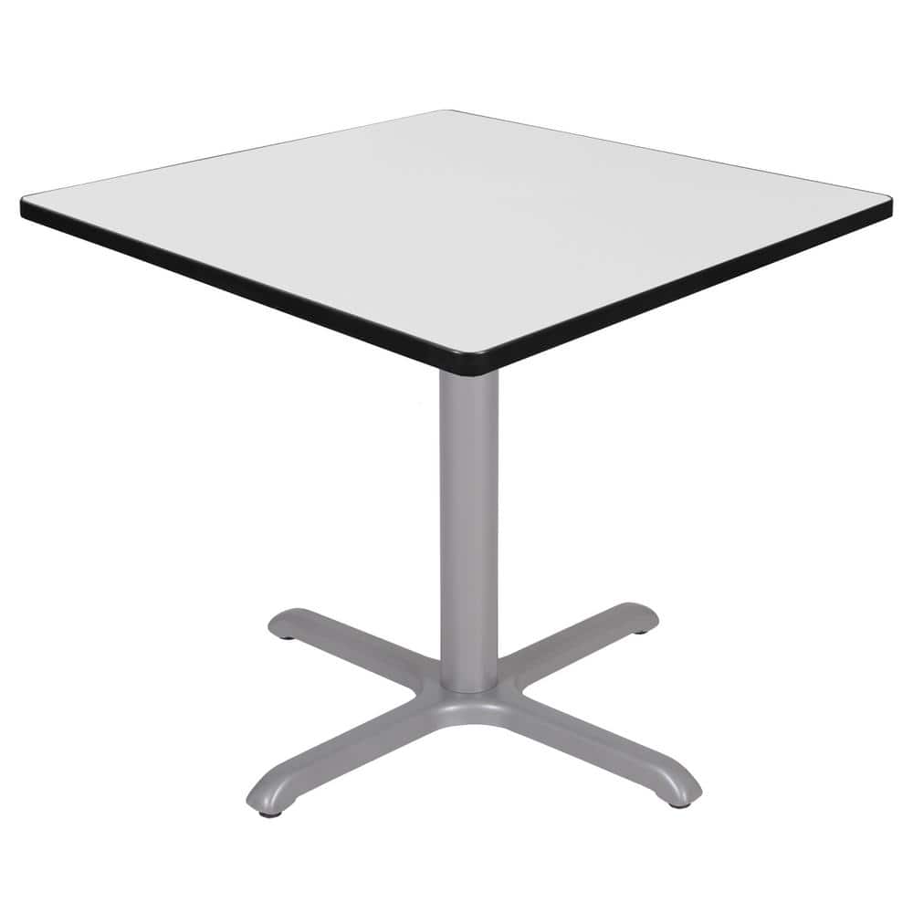 Regency Eiss 38 in. Square White and Grey Composite Wood X-Base Table (Seats 4), White & Grey -  HDCETX3636WHGY