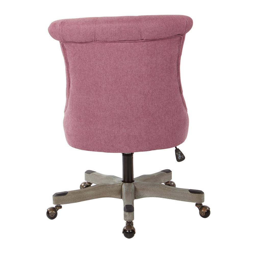 Orchid Fabric 32" Swivel Armless Office Chair with Gray Wood Base