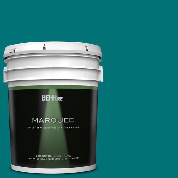 BEHR MARQUEE 5 gal. #T15-3 Essential Teal Semi-Gloss Enamel Exterior Paint & Primer