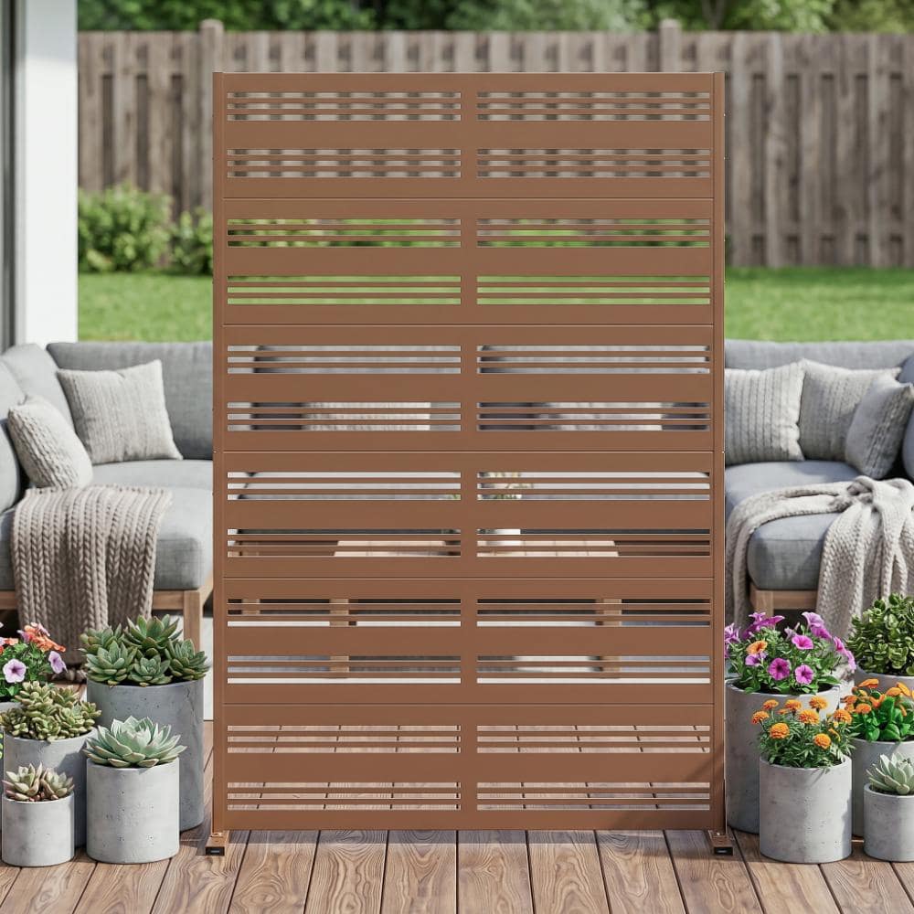 47 in. W x 72 in. H Brown Galvanized Steel No Dig Horizontal Louver Outdoor Privacy Screen (1-Pack) price history on PriceWatchPro