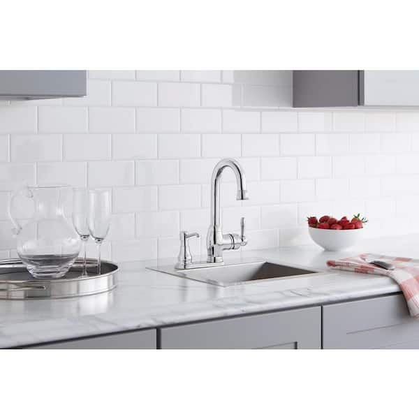 Newbury Single-Handle Bar Faucet in Chrome with Soap Dispenser