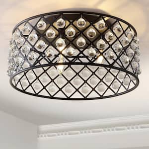 Gabrielle 19 in. Oil Rubbed Bronze/Clear Metal/Crystal LED Flush Mount Ceiling Light