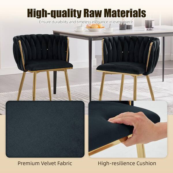 HOMEFUN Modern Black Velvet Leisure Dining Chair with Metal