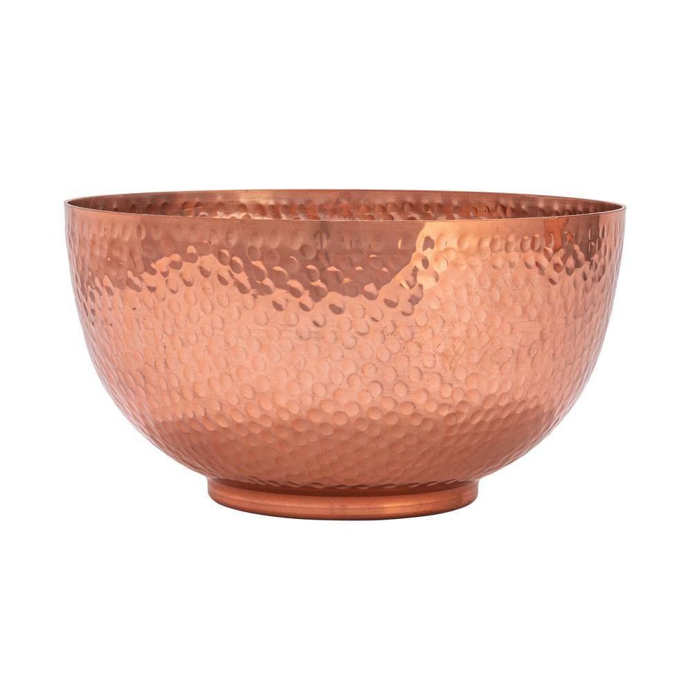 Copper Hand-Hammered Metal Serving Bowls, Set of 2