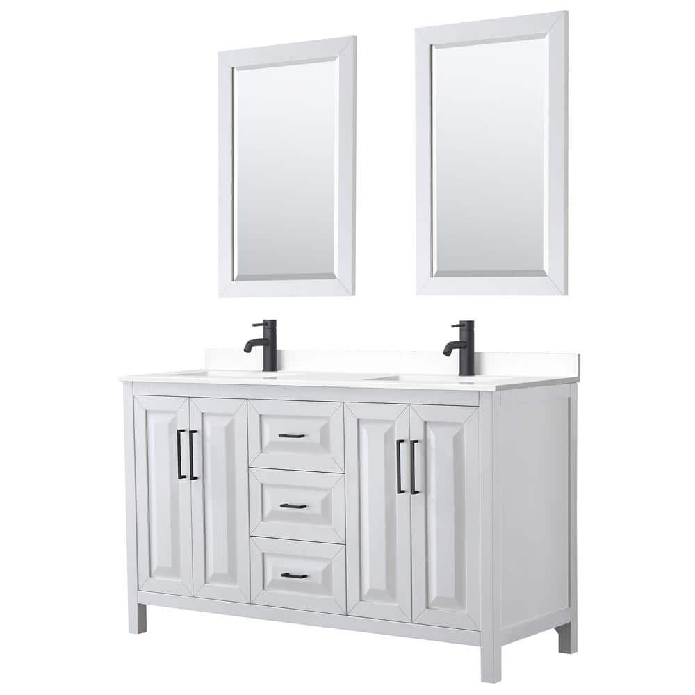 Daria 60 in. W x 22 in. D x 35.75 in. H Double Bath Vanity in White with White Cultured Marble Top and 24 in. Mirrors price history on PriceWatchPro