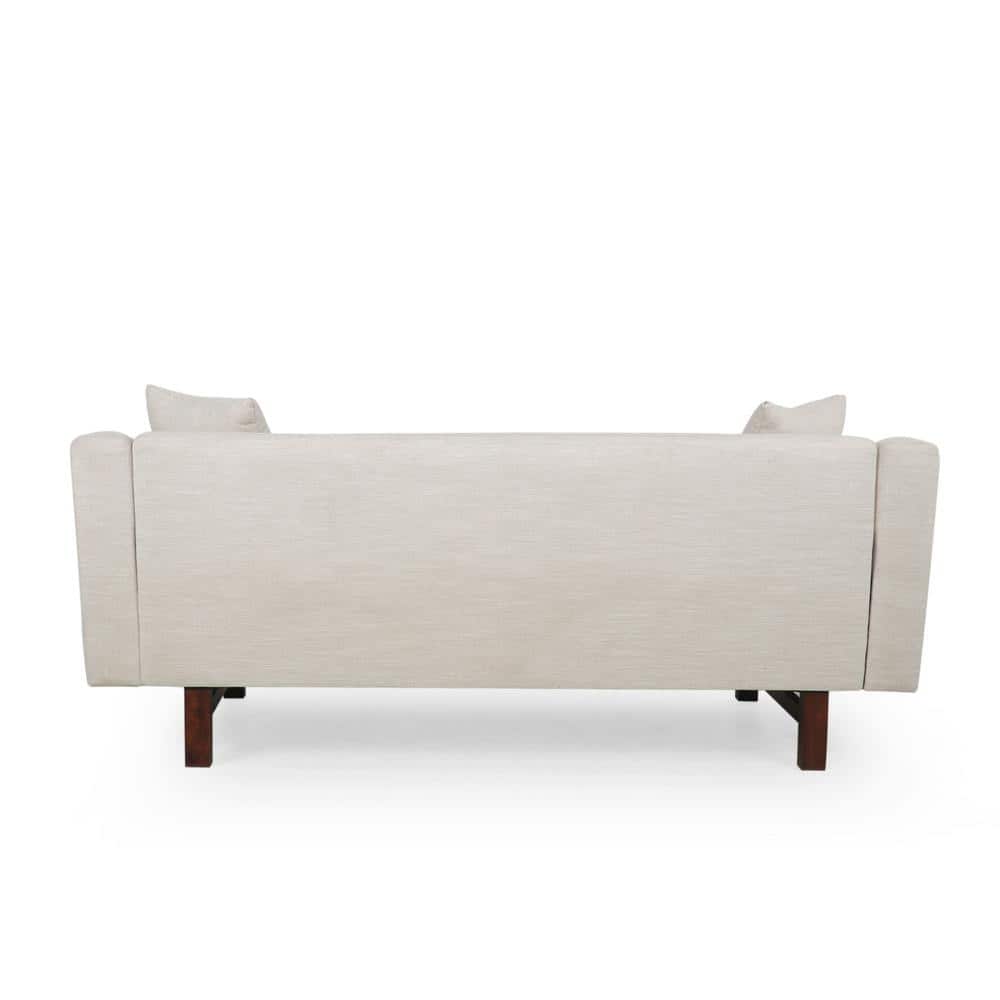 Beige Polyester Tufted 3-Seater Lawson Sofa with Espresso Wood Legs