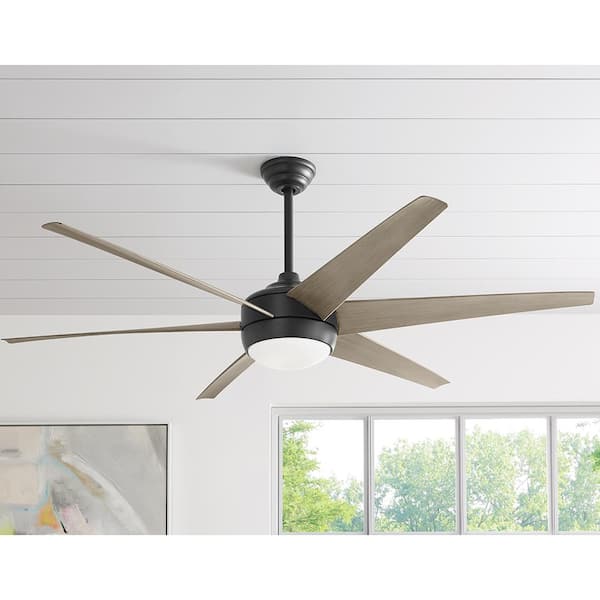Windward 68 in. White Color Changing Integrated LED Matte Black Ceiling Fan with Light Kit, DC Motor and Remote