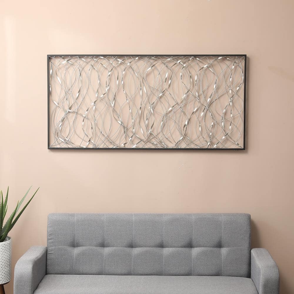 Large Silver and Black Metal Infinity Wall Sculpture