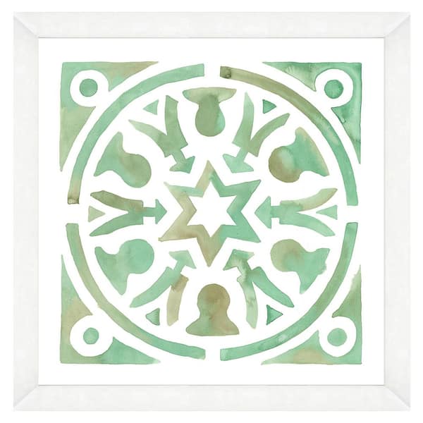 Vintage Print Gallery "Watercolor Cuban tiles I" Framed Archival Paper Wall Art (20 in. x 20 in. full size)