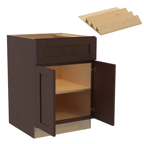 Home Decorators Collection Newport 24 in. W x 24 in. D x 34.5 in. H Assembled Plywood Base Kitchen Cabinet in Manganite with Spice Soft Close
