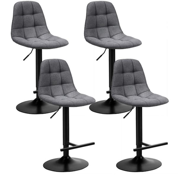 Gymax 45 5 In H Adjustable Bar Stools, Counter Height Stools Swivel Gray