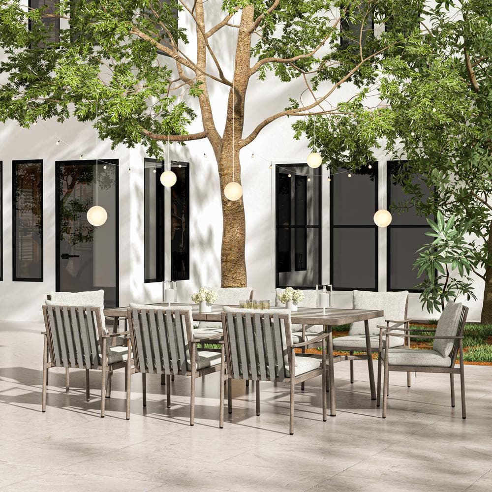 Sleek Line 6-Piece Aluminum Patio Dining Chairs with Light Gray Cushions price history on PriceWatchPro
